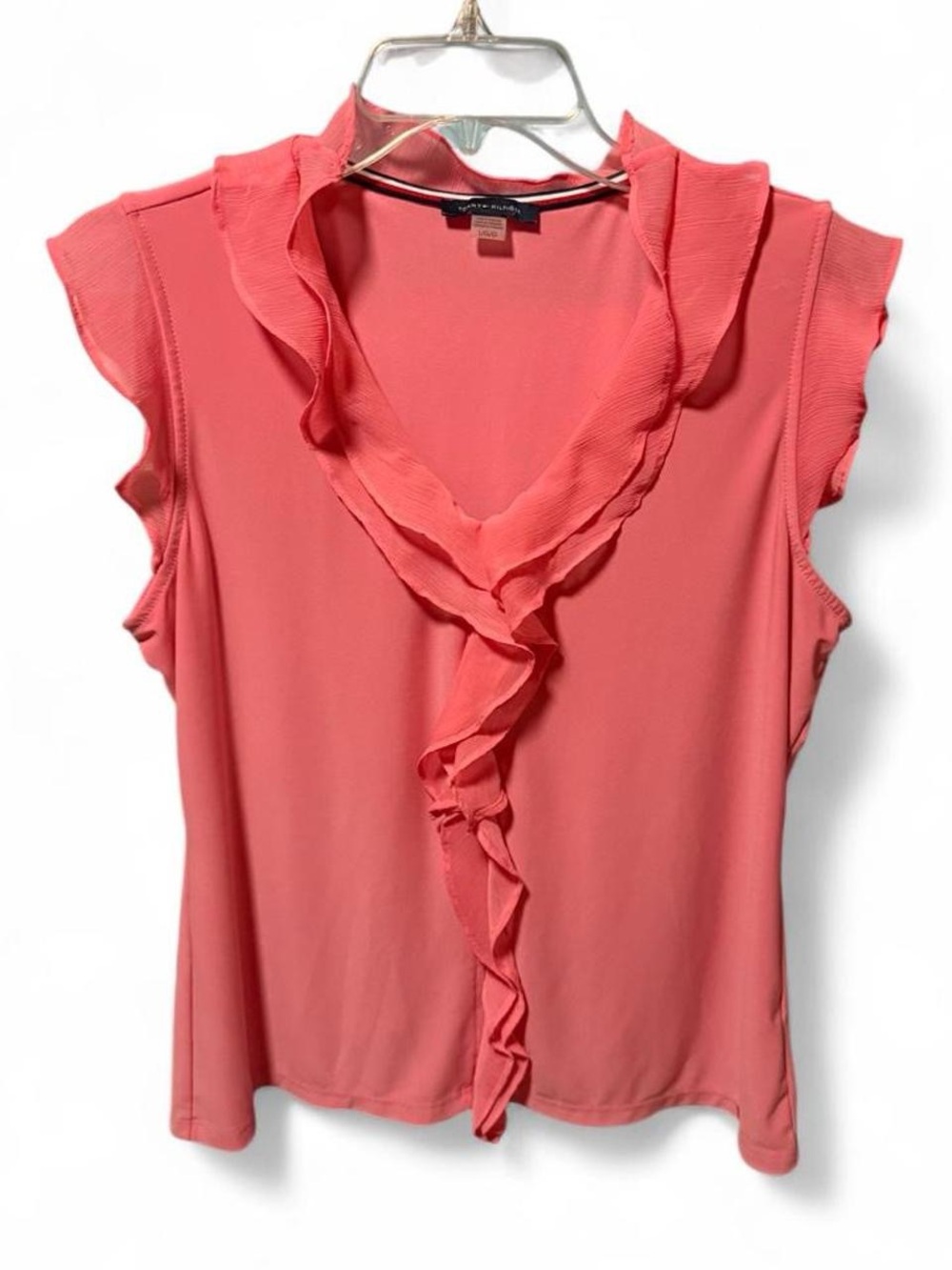 Tommy Hilfiger Coral Ruffle V-Neck Sleeveless Blouse